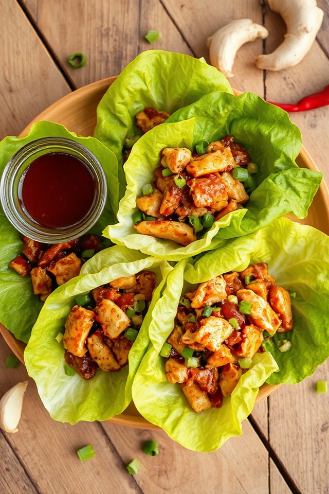 aromatic chicken lettuce wraps