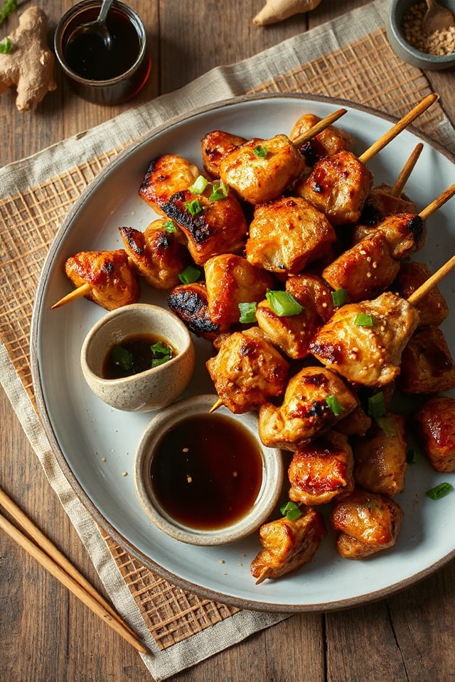 ginger infused grilled chicken skewers